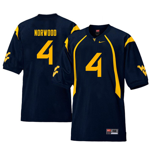 Men #4 Josh Norwood West Virginia Mountaineers Throwback College Football Jerseys Sale-Navy